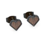 BeWooden Herzchen Ohrringe - Ohrstecker - Holz und Edelstahl Kombination - Verschiedene Farbvarianten grey