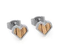 BeWooden Herzchen Ohrringe - Ohrstecker - Holz und Edelstahl Kombination - Verschiedene Farbvarianten grey