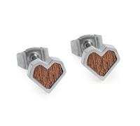 BeWooden Herzchen Ohrringe - Ohrstecker - Holz und Edelstahl Kombination - Verschiedene Farbvarianten Red
