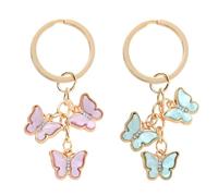 Bewudy Schmetterling Charms, 2pcs Schlüsselanhänger für Frauen, Anhänger Schlüsselanhänger Niedliche Schmetterling Kette Schlüsselanhänger Geschenke für Weihnachten Halloween Neujahr (hellgrün + rosa)