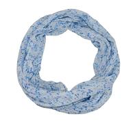 beybey® feiner Damen Loop Schal aus Seide und Viskose mit Blümchen Muster - Frühlingserwachen und die Brise des Lebens. (blau)