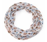 beybey® feiner Damen Loop Schal aus Seide und Viskose mit Blümchen Muster - Frühlingserwachen und die Brise des Lebens. (B beige)