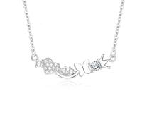 Beydodo Anhänger Kette 585 Gold, Damen Halskette Krone Schmetterling mit Moissanit Anhänger Charms Kette Gold 45CM für Frauen