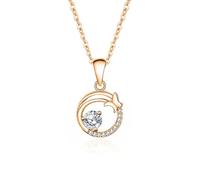 Beydodo Anhänger Kette 585 Rotgold, Damen Halskette 4.5MM Moissanit 0.4ct und Schmetterling mit Diamant Anhänger Charms Kette Rosegold 45CM für Frauen
