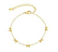 Beydodo Armband Damen Gold 21CM, Armbänder Edelstahl Vergoldet mit Knoten Bettelarmband Charm Armband Frauen Personalisiert