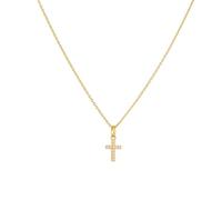Beydodo Damen Halskette 375 Gold, Kette Anhänger Kreuz mit Diamant Hochzeit Halskette Gold 45CM für Charms