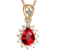 Beydodo Damen Halskette 375 Rotgold, Kette Anhänger Tropfen mit Rubin 1ct und Diamant 0.26ct Hochzeit Halskette Rosegold 45CM für Charms