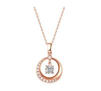 Beydodo Damen Halskette 375 Rotgold mit Anhänger, Hochzeit Halskette Mond Stern mit 0.18ct Diamant Anhänger Kette Rosegold 45CM für Frauen Braut