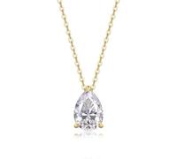 Beydodo Damen Halskette 585 Gold mit Anhänger Solitär Tropfen Moissanit 2.5ct, Kette Gold 45CM für Hochzeit Braut