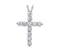 Beydodo Damen Halskette 585 Weißgold, Kette mit Anhänger Kreuz mit 1.1ct Diamant Hochzeit Halskette Weißgold 45CM für Charms