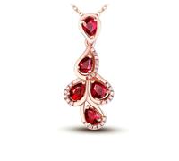 Beydodo Damen Halskette 750 Rotgold mit Anhänger, Hochzeit Halskette Tropfen mit Rubin 1.2ct und Diamant 0.08ct Anhänger Kette Rosegold 45CM für Frauen Braut