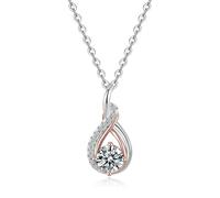 Beydodo Damen Halskette Bicolor 585, Kette 45CM Weißgold Charms Anhänger Infinity mit 5MM Moissanit 0.5ct und Diamant Hochzeit Halskette für Frauen Braut