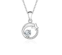 Beydodo Damen Halskette Gold 585, Kette 45CM Gold Charms Anhänger 4.5MM Moissanit 0.4ct und Schmetterling mit Diamant Hochzeit Halskette für Frauen Braut