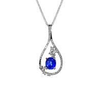 Beydodo Damen Halskette Weißgold 750 585 375 mit Saphir 1.1ct | Kette 45CM Weißgold mit Anhänger Tropfen Saphir 1.1ct und Diamant 0.2ct Hochzeit Halskette für Freundin Frauen