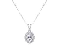 Beydodo Damen Kette Gold 585 Echtgold, Halskette Anhänger Halo mit Oval Moissanit 1ct und Diamant Kette Gold 45CM für Frauen Braut