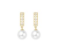 Beydodo Damen Ohrhänger Gold 375 Echtgold, Ohrringe Hängend 8MM Akoya Perle und Diamant 0.05ct Ohrhänger Hochzeit Braut in Bijouterie