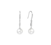 Beydodo Damen Ohrhänger Weißgold 750 Echtgold, Ohrringe Hängend 8MM Akoya Perle und Diamant 0.07ct Ohrhänger Hochzeit Braut in Bijouterie