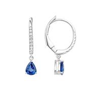 Beydodo Damen Ohrringe Weißgold 585 14K Echtgold, Ohrhänger Tropfen mit Saphir 0.7ct und Diamant 0.1ct Hochzeit Braut Ohrringe Hängend Nickelfrei