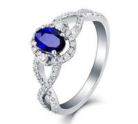 Beydodo Damen Ringe 375 Weißgold, Hochzeit Ring Frauen Unendlichkeit mit Saphir 1ct und Diamant 0.52ct Verlobungsringe Eheringe Ewigkeitsring Gr.58 (18.5)