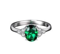Beydodo Damen Ringe Platin 950 Echtgold, Verlobungsring mit 1ct Oval Smaragd und Diamant Eheringe Hochzeitsringe Größe 65 (20.7)