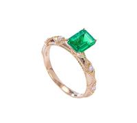 Beydodo Damen Ringe Rotgold 750 Echtgold, Verlobungsring Filigran mit Smaragd 1.2ct und Diamant Eheringe Hochzeitsringe Gr.55 (17.5)