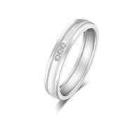 Beydodo Diamant Ring Weißgold 750 18K Echtgold, Eheringe Damen Herren 3.6MM mit Diamant 0.03ct Bandring Trauringe Verlobungsringe Größe 55 (17.5)