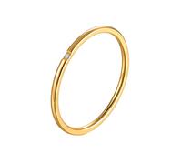 Beydodo Edelstahl Ringe Damen, Frauen Ring Schmal 1MM mit Zirkonia Partner Ring Personalisiert Gold-1 Gr.57 (18.1)