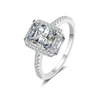 Beydodo Ehering Weißgold 750 Damen Einzeln, Hochzeit Ringe Rechteck mit 1ct Diamant Trauringe Verlobungsringe für Frauen Gr.54 (17.2)