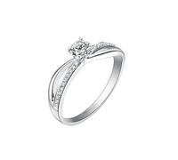 Beydodo Eheringe 375 Weißgold Damen Einzeln, Frauen Ring Infinity mit Diamant 0.4ct Verlobungsringe Trauringe Gr.53 (16.9)