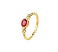 Beydodo Eheringe 375er Gold, Damen Ring Vintage mit Oval Rubin 0.7ct und Diamant Verlobungsringe Frauen Ringe Hochzeit Memoir Größe 56 (17.8)