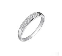 Beydodo Eheringe 375er Weißgold, Damen Ring 3.2MM mit Diamant 0.2ct Bandring Verlobungsringe Frauen Ringe Hochzeit Memoir Gr.61 (19.4)