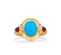 Beydodo Eheringe 585er Gold, Damen Ring mit 1.5ct Türkis Tropfen Rubin und Diamant Verlobungsringe Frauen Ringe Hochzeit Memoir Größe 61 (19.4)