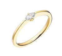 Beydodo Eheringe 585er Gold, Damen Ring Schmal mit Diamant 0.1ct Verlobungsringe Frauen Ringe Hochzeit Memoir Größe 58 (18.5)