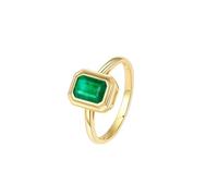 Beydodo Eheringe 585er Gold, Damen Ring Solitär mit 0.7ct Smaragd Verlobungsringe Frauen Ringe Hochzeit Memoir Gr.55 (17.5)