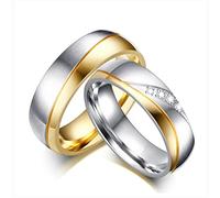 Beydodo Eheringe Edelstahl, Verlobung Ringe Silber Gold mit Zirkonia Hochglanzpoliert Partnerringe Paarringe für Sie und Ihn Damen Gr.62 (19.7) + Herren Gr.67 (21.3)