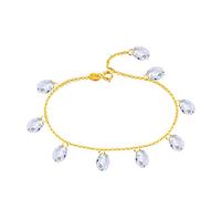Beydodo Fuss Kette Damen 18K Gold 750, Fusskette mit Kristall Anhänger Sommer Fußkette Charm Fußband 24CM