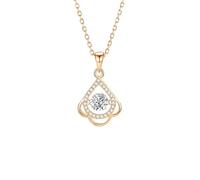 Beydodo Halskette 585 Rotgold Damen, Rosegold Kette 45CM Charms Anhänger Blume Tropfen mit 6MM Grüner Moissanit 0.75ct und Diamant Halskette Hochzeit Braut für Frauen