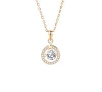 Beydodo Halskette 585 Rotgold Damen, Rosegold Kette 45CM Charms Anhänger Sterne Kreis mit 6MM Grüner Moissanit 0.75ct und Diamant Halskette Hochzeit Braut für Frauen
