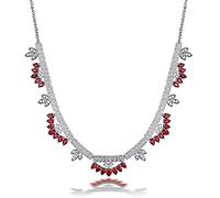 Beydodo Halskette 750 Weißgold Damen, Collier Kette mit 6ct Rubin Halskette mit Diamant Weißgold Charms