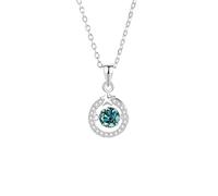 Beydodo Halskette Damen Platin 950, Kette Anhänger Sterne Kreis mit 6MM Grüner Moissanit 0.75ct und Diamant Halskette Weißgold 45CM für Frauen Charms