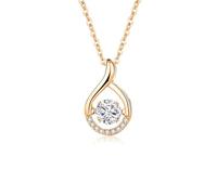 Beydodo Halskette Damen Rotgold 585, Kette 45CM Rosegold Charms Anhänger Tropfen mit 5MM Topas 0.5ct und Diamant Halskette für Frauen Hochzeit