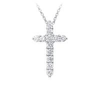 Beydodo Halskette Damen Weißgold 375, Kette 45CM Weißgold mit Anhänger Kreuz mit Diamant 0.3ct Halskette für Frauen Hochzeit Charms