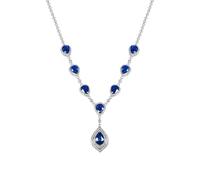 Beydodo Halskette Damen Weißgold 750 585 375 Echtgold mit Saphir 6.5ct | Kette Weißgold 45CM mit Anhänger Tropfen 6.5ct Saphir und 0.7ct Moissanit Collier Halskette Hochzeit für Frauen Freundin