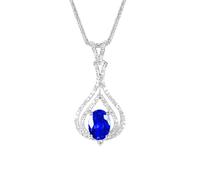 Beydodo Halskette Damen Weißgold 750 585 375 mit Saphir 0.95ct | Kette Weißgold 45CM mit Charm Anhänger Tropfen Saphir 0.95ct und Diamant 0.24ct Hochzeit Halskette für Frauen Freundin