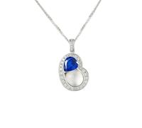 Beydodo Halskette Damen Weißgold 750 585 375 mit Saphir 1.1ct | Kette Weißgold 45CM mit Charm Anhänger Geometrie Tropfen Saphir 1.1ct Kristall und Moissanit Hochzeit Halskette Frauen