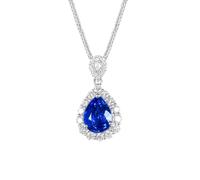 Beydodo Halskette Damen Weißgold 750 585 375 mit Saphir 1.3ct | Kette Weißgold 45CM mit Charm Anhänger Tropfen 1.3ct Saphir und 0.31ct Moissanit Hochzeit Halskette für Frauen Freundin