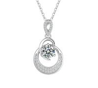 Beydodo Halskette Gold Damen 750, Kette Anhänger Stern Mond mit 6.5MM Moissanit 1ct und Diamant Halskette Gold 45CM für Frauen Charms