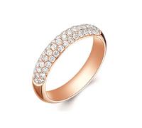 Beydodo Hochzeit Ringe Rotgold 585, Eheringe Damen Einzeln 4MM mit 0.5ct Diamant Bandring Verlobungsringe Jahrestag Memoir Ring Gr.52 (16.6)