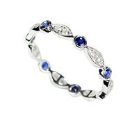 Beydodo Hochzeit Ringe Weißgold 375, Eheringe Damen Einzeln Infinity mit Saphir 0.25ct und Diamant Verlobungsringe Fraun Ring Jahrestag Größe 59 (18.8)