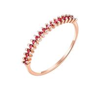 Beydodo Hochzeitsringe Rotgold 585 Damen, Trauringe Einzeln Schmal mit Rubin 0.22ct Verlobungsring Memoir Ringe Frauen Größe 63 (20.1)